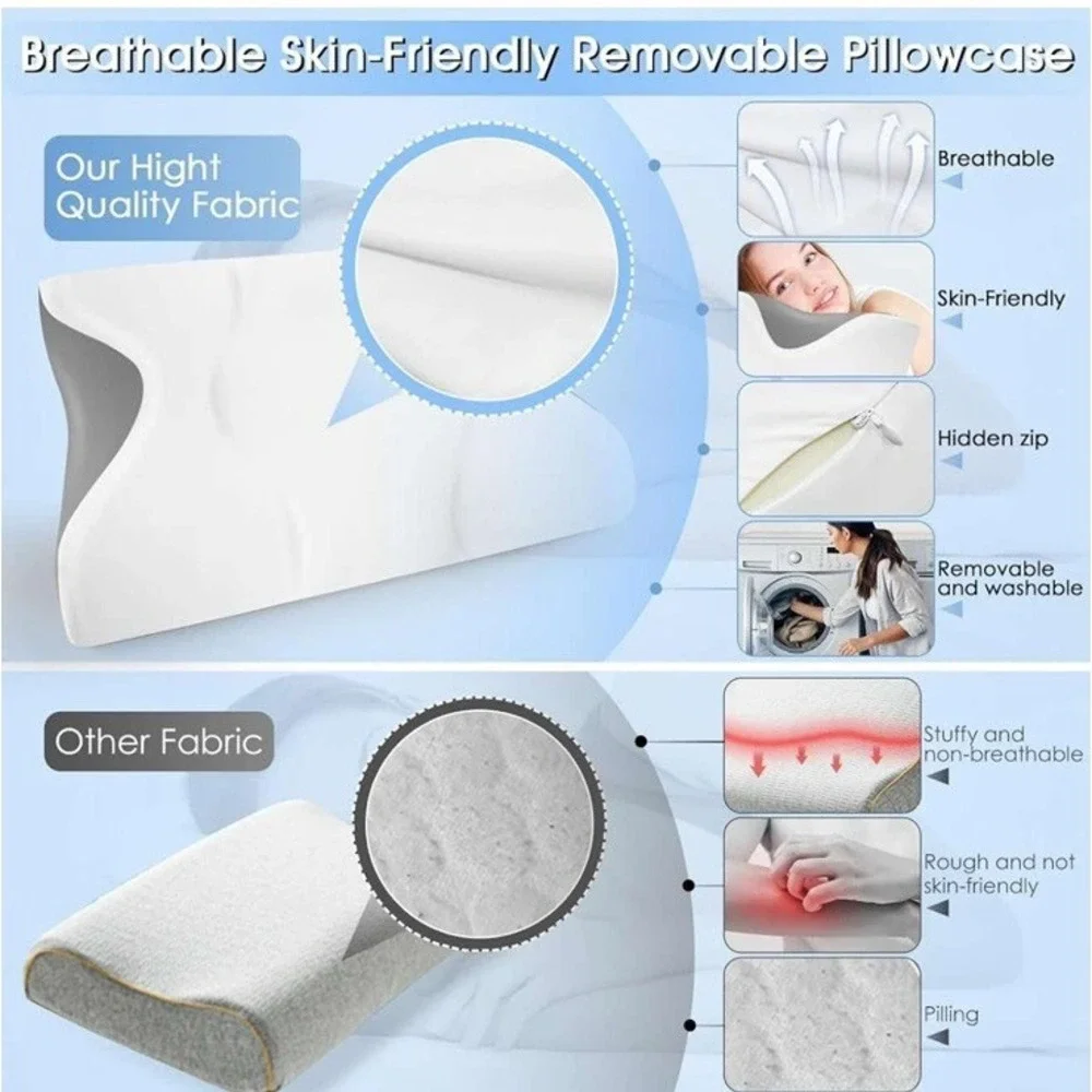 Cervical Neck Pillow Memory Foam Pillows for Neck Pain Relief, Ergonomic Pillow